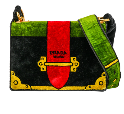 Cahier Crossbody, £650, Handbags, Black, Velvet, Front view